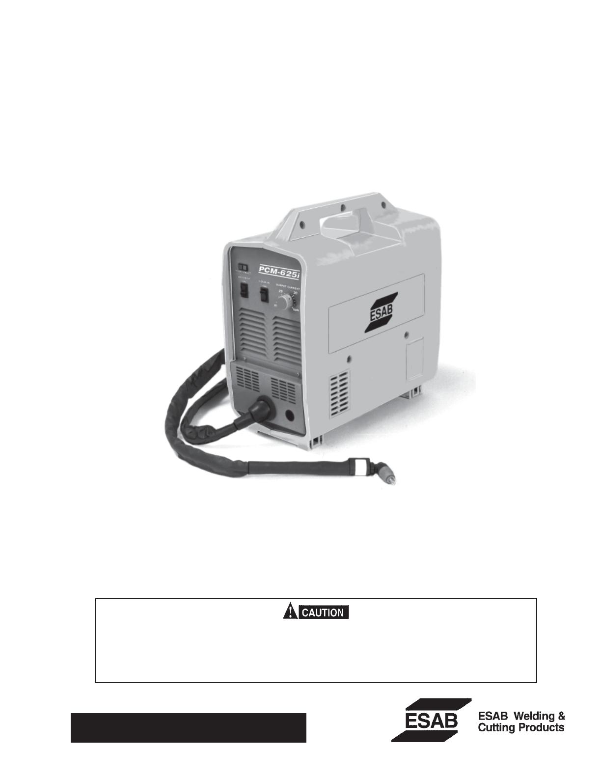 ESAB PCM625i Plasma Arc Cutting Package Troubleshooting instruction