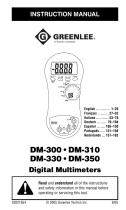 Greenlee DM-300, DM-310, DM-330, DM-350 DMMs (Europe) Owner's manual