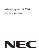 NEC MultiSync® FE700BK Owner's manual