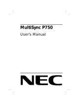 NEC MultiSync® P750 Owner's manual