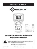 Greenlee DM-200A, DM-210A, DM-510A Multimeters (Europe) User manual