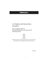 US Robotics 56K INTERNAL VOICE FAXMODEM - QUICK  FOR WINDOWS REV 1.2 Owner's manual