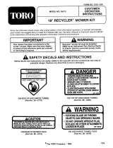 Toro Recycler Kit, 18" Rear Bagger User manual