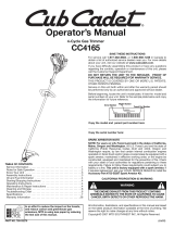 Cub Cadet CC4165 User manual