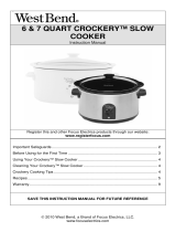 West Bend 84316 - Crockery Cooker, 6 Qt/ User manual