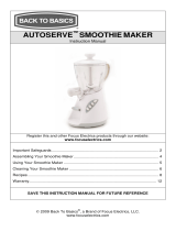 Back to Basics AUTOSERVE SMOOTHIE MAKER User manual
