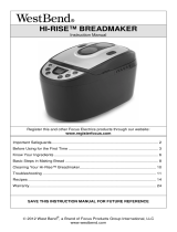 West Bend Just For Dinner Breadmaker User manual