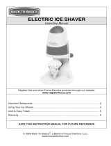 Back to Basics Electric Ice Shaver User manual