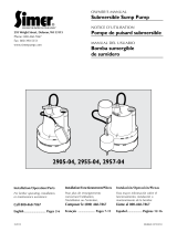 Simer 2905-04, 2955-04, 2957-04 Submersible Sump Pump Owner's manual