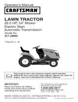 Craftsman 28990 - YT 4500 26 HP 54" Yard Tractor User manual