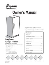 Amana Deepfreeze Upright Freezers Owner's manual