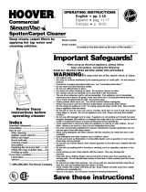 Hoover SteamVac Commercial Spotter/Carpet Cleaner User manual