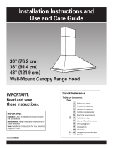 KitchenAid 30" (76.2 cm) 36" (91.4 cm) 48" (121.9 cm) Wall-Mount Canopy Range Hood User manual