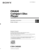 Sony CDX-CA810X - Fm/am Compact Disc Player User manual