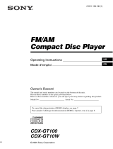 Sony CDX-GT100 User manual