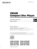Sony CDX-GT120 Operating instructions