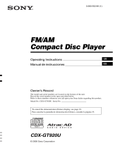 Sony CDX-GT920U Operating instructions