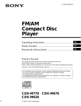Sony CDX-M670 Owner's manual
