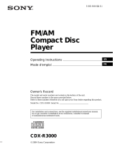 Sony CDX-R3000 User manual