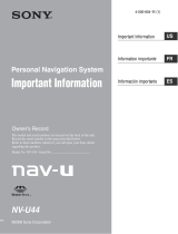 Sony NV-U44/R Important information