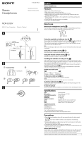 Sony Headphones MDR-EX58V User manual