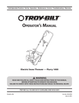 Troy-Bilt Electric Snow Thrower Flurry 1400 User manual