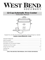 West Bend 12-Cup Automatic Rice Cooker User manual