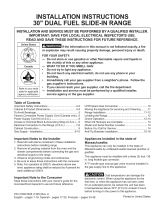 Frigidaire FGDS3065PF Installation guide