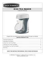 Back to Basics Ice Tea Maker User manual