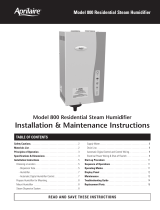 Aprilaire 800 Series Installation & Maintenance Instructions Manual