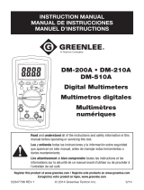 Greenlee DM-200A, DM-210A, DM-510A Digital Multimeters User manual