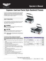 Vollrath Sandwich Press, Cayenne®, Cast Iron Plate, Panini Style User manual