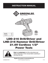 Greenlee "LDD-216, LHD-216 21.6V Cordless 1/2"" Drill/Driver" User manual