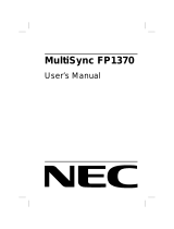 NEC MultiSync® FP1370 Owner's manual