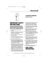 Honeywell HUT-102M - Quietcare Ultrasonic Mini Tower Humidifier Owner's manual