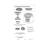 Essick Humidifier 3D6 100 User manual