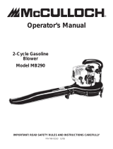 McCulloch Blower MB290 User manual