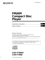 Sony Portable CD Player CDX-F7000 User manual