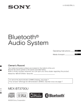 Sony Bluetooth Headset MEX-BT3700U User manual