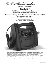 Schumacher SL1397 1000 Peak Amp Lithium Ion Jump Starter and USB Power Source Owner's manual