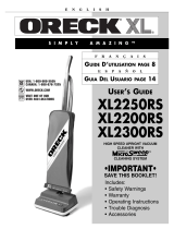 Oreck XL2250RS User manual