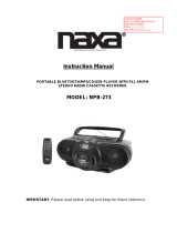 Naxa NPB-273 Portable Bluetooth/MP3/CD/USB Player Owner's manual