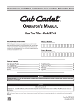Cub Cadet RT 45 Rear-Tine Garden Tiller User manual
