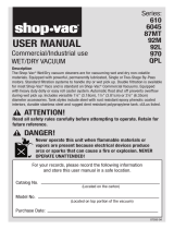 Shop Vac 87MT550A User manual