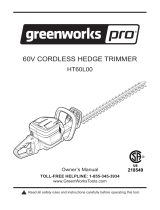 Greenworks Pro HT60L210 Owner's manual