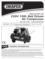 Draper Belt-Driven Air Compressor, 100L, 2.2kW Operating instructions