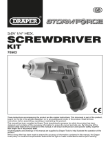 Draper 3.6V 1/4" He x Screwdriver Kit Operating instructions