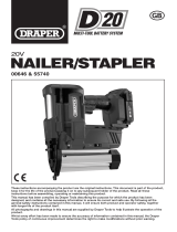 Draper D20 20V Nailer/Stapler, 1 x 2.0Ah Battery, 1 x Charger Operating instructions