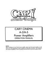 Cary Audio Design Cinema A-2, A-3, A-5, A-2/200, A-3/200, A-5/200 Owner's manual