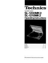 Technics SL-1200MK2 Operating Instructions Manual
